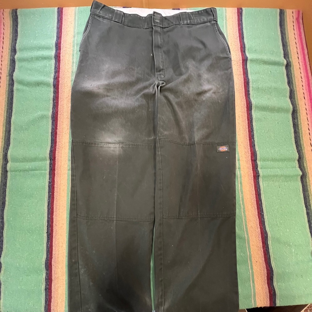 Dickies Double Knee Work Pants Mens 38x32 Black Faded Distressed Carpenter Skate